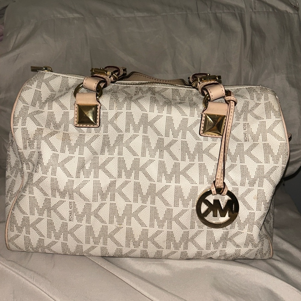 Michael Kors Cream and Gold Satchel